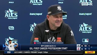 Aaron Boone on Mark Leiter Jr, Giancarlo Stanton, after Yankees win Game 4 of ALCS