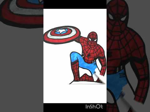 How to Draw Capitain Spider-man #drawing #spiderman4 #shorts #coloring #art #howtodraw