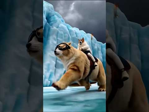 "Majestic Cat Rides a Polar Bear! 🐱❄️ Surreal Arctic Adventure"