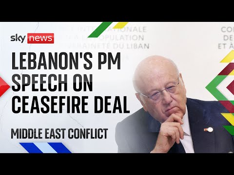 Lebanon's prime minister delivers speech after ceasefire deal