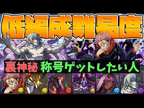 編成難易度低め！虎杖×真人で裏神秘攻略！妖精チャレンジ対応！【パズドラ】