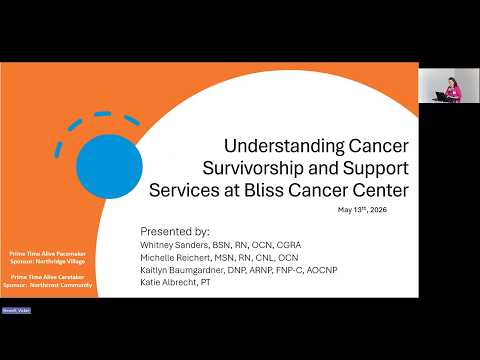 Prime Time Alive- Understanding Cancer Survivorship and Support Services at Bliss Cancer Center 5/13