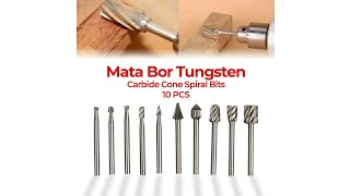 Taffware Mata Bor Tungsten Carbide Cone Spiral 10 PCS - GJ0106 - Silver - 1