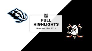 NHL Highlights | Mammoth vs. Ducks | November 17, 2025