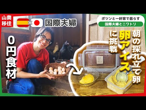 【0円食材】採れたて卵で自家製卵アイスを作ってみた丨オタク国際夫婦の山奥移住