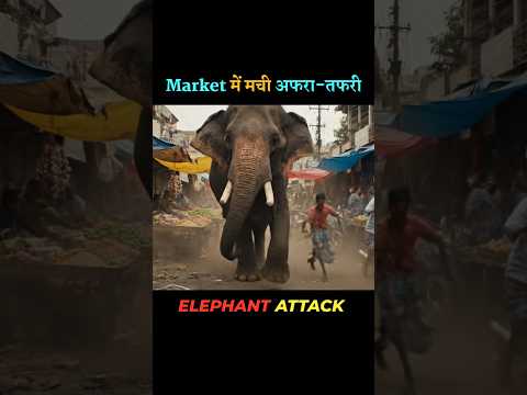Massive Elephant Destroys Street Market! 😨 | Shocking Rampage #shortsfeed #shorts #elephant