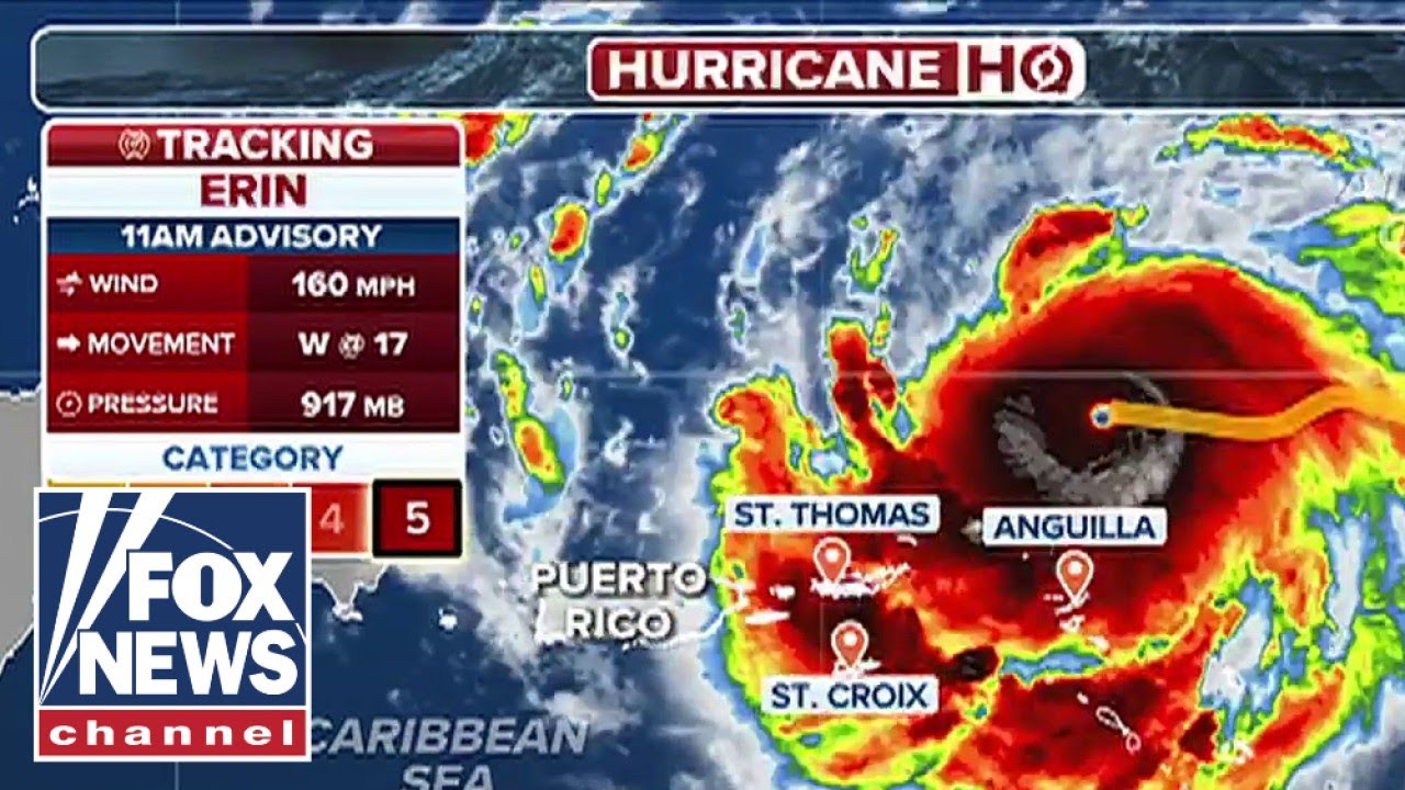 Hurricane Erin intensifies into Category 5 storm