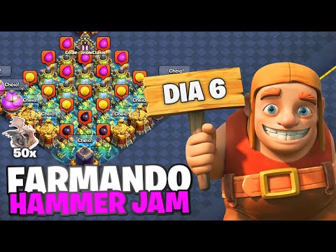 HAMMER JAM DIA 6 E SORTEIO DE 50X ESTATUAS! CV17 CHEGANDO E ANALISANDO VILAS CLASH OF CLANS!