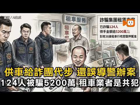 租車行業者供車給詐團騙124人逾5200萬 還提供假合約誤導警偵辦