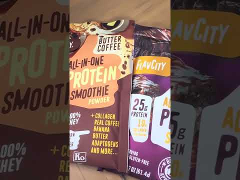 38g protein  1cup milk + protein powder! FlavCity Protein bundle only on Tiktok! #ProteinSmoothie