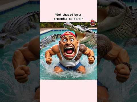 When a croc chasing you 🐊🏃💨The Rock #memes #brainrot #funny #aiairt #comedy