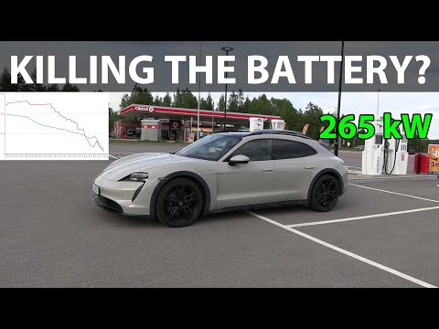 How much slower is Porsche Taycan's 200 kW battery-saving fast charging feature?