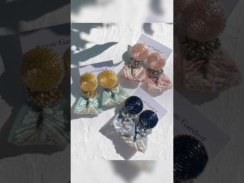 ビーズ刺繍イヤリング✨インド刺繍リボン2wayチャーム#ビーズ刺繍#ビーズ刺繍アクセサリー#ビーズ刺繍イヤリング#インド刺繍リボン#インド刺繍リボンアクセサリー#インド刺繍イヤリング