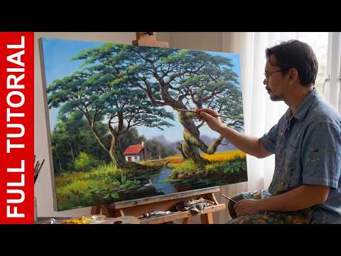 Full Tutorial: Tale of 2 Trees | Acrylic Landscape Painting | JMLisondra (3 Hours 17 Mins)