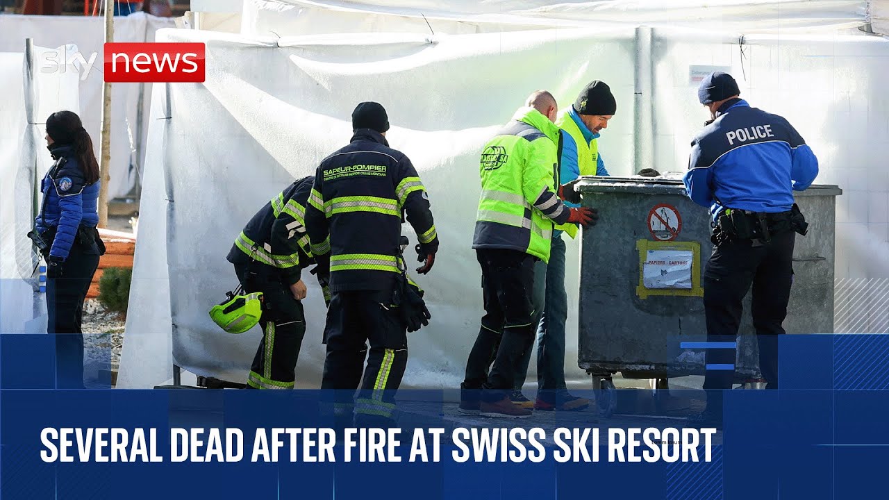 Outside Swiss ski resort where fire ripped through bar