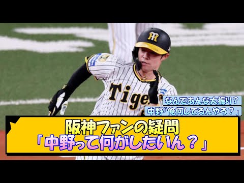 阪神ファンの疑問「中野って何がしたいん？」【なんJ/2ch/5ch/ネット 反応 まとめ/阪神タイガース/岡田監督/中野拓夢】