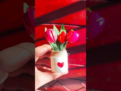 diy cute desk decor🌷tulip from pista shell😱#diy #art #craft #shorts #shortfeed #shortvideo #viral