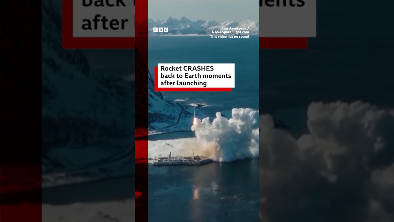 Rocket crashes back to Earth moments after launching. #Norway #BBCNews