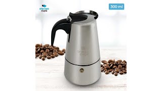 Pratinjau video produk One Two Cups Espresso Coffee Maker Moka Pot Teko Stovetop Filter 300ml 6 Cup - Z20