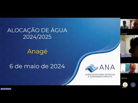 Reunião do processo de Alocação de Água 2024 2025 do sistema hídrico ANAGÉ - 06/05/2024