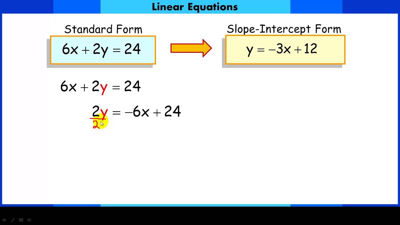 How Do You Graph A Linear Function In Slope Intercept Point Slope And Standard Form