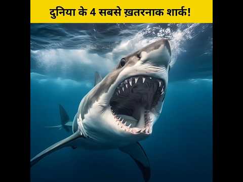 दुनिया के 4 सबसे ख़तरनाक शार्क!  🥰🤔 #shorts #animalfacts