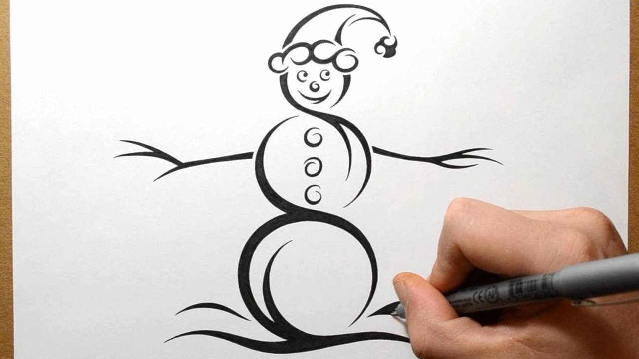 How To Draw A Snowman - Tribal Tattoo Design Style