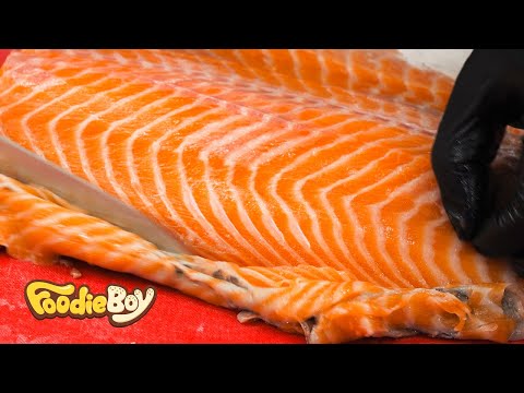 Salmon Cutting Skills / How to Cut a Salmon for Sashimi