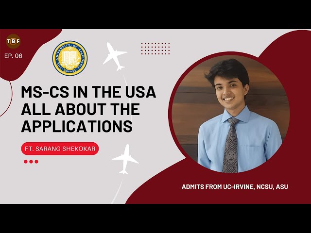 LIKE | SHARE | SUBSCRIBE | KEEP HELPING & MOTIVATINGThis video showcases the personal experiences of Sarang Shekokar, a final year BTech - Information Technology Engineering student at VJTI, Mumbai from his journey of applying to some of the top universities in the USA for MS-CS & M-CS. The experiences of Sarang Shekokar can help you make some wise decisions, but these experiences need to be taken with the utmost attention. Take your decisions by yourself, and not at someone else's recommendation.Timestamps:
00:00 - Introduction
00:42 - About Sarang Shekokar
02:00 - Why MS in CS?
03:05 - Do Internships Help in Getting an Admit?
04:36 - MS-CS v ME-CS
05:36 - Dos & Don'ts During Application
09:27 - Profile & Admits of Sarang Shekokar
12:22 - Resume & SoP Requirements
14:15 - Why the USA?
15:05 - Casual DiscussionThe MS in Computer Science or Masters in Computer Science can help students can take up jobs in various sectors like Software Engineering, UI-UX, Data Science, Business Intelligence, etc. They can also start their own startup business. The candidates may conduct research activities in various technologies and subjects related to Computer Science.TOP UNIVERSITIES FOR MS - COMPUTER SCIENCE:
https://rb.gy/eaxe6hWatch this video till the end to not miss any important detail. If you are planning to apply for MS in Computer Science in the USA, then this is the perfect video for you.Sarang Shekokar: https://www.linkedin.com/in/sarang-shekokar/
Email ID: shekokarsarang@gmail.comBlog Website: https://thebrownfella.comFind me at:
LinkedIn: https://www.linkedin.com/in/vedant-athavale/
LinkedIn Page: https://www.linkedin.com/company/the-brown-fella/?viewAsMember=true
Instagram: https://www.instagram.com/_an__aesthete/
Twitter: https://twitter.com/thebrownfella_
Portfolio Website: https://vedantathavale.webflow.io/
Email ID: vedantathavale@thebrownfella.comWho am I? (In Brief):A final year (senior) student at VJTI, Mumbai pursuing Electronics and Telecommunications Engineering. Interested in Front End Development, UI/UX, Data Analytics, and Story Telling ofcourse!Note:This video does not intend to compare any companies, organizations, universities, or other institutions out there. This video solely describes the experiences of students applying to some of the companies/colleges out there. Every company/college has its own advantages and a brand name. We do not intend to demean the brand in any way. We respect every company's/college's brand and its legacy.