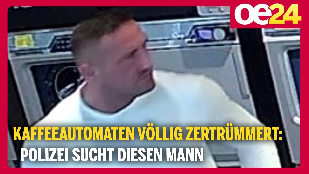 Kaffeeautomaten völlig zertrümmert: Polizei sucht dieses Muskelpaket