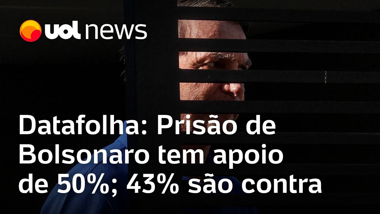 Datafolha: Prisão de Bolsonaro tem apoio de 50% dos brasileiros; 43% são contra