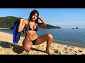 BRAZILIAN GIRL SEA DIVING, SNORKELING, UNDERWATER, BEACH - 4K