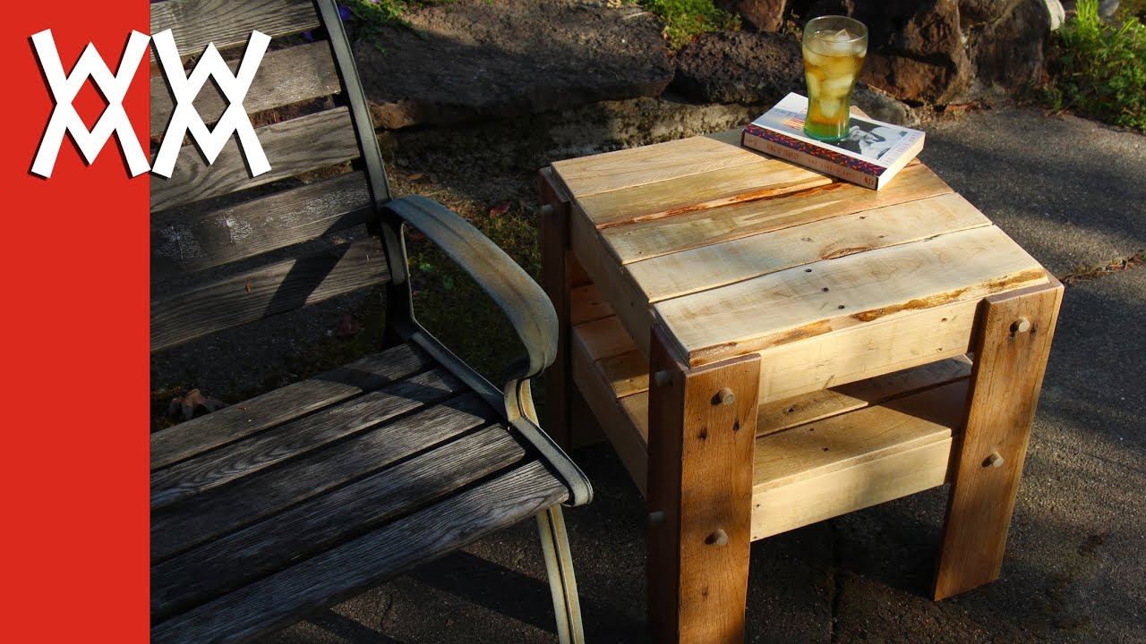 diy rustic side table made from free pallets. - youtube