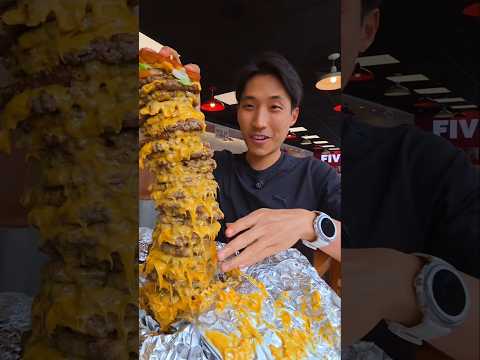 LARGEST FIVEGUYS BURGER! | Eaten in 20mins!? #foodchallenge