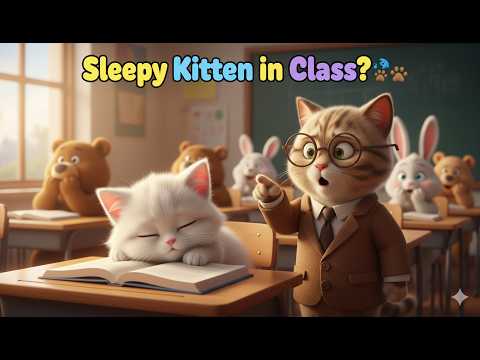 Sleepy Kitten’s Way to School! | Struggle to Stay Awake in Class 😴🐾 Cat Story #aicat poster
