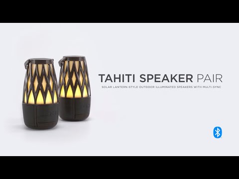 ION Audio Tahiti Speaker Pair Solar Outdoor Illuminated Bluetooth®️ Speakers with Multi-Sync™️