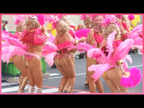 4K 大学生 ウニアン 浅草サンバカーニバル 2025 可愛いピンク衣装 samba 日本の祭り