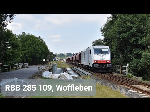 4K | RBB 285 109 komt met gipstrein door Woffleben naar Bitterfeld!