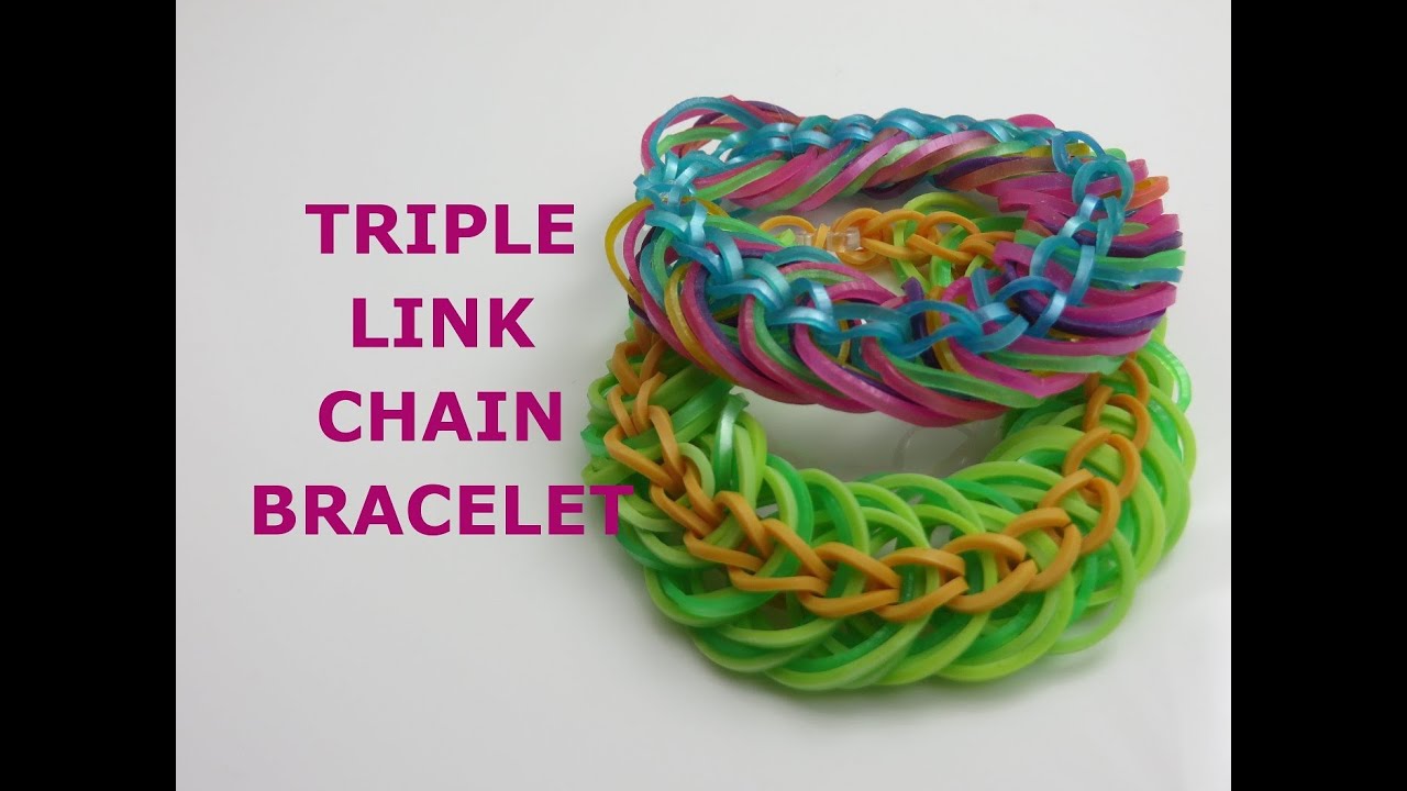 How to Loom a Triple Link Chain Bracelet - Rainbow Loom (EASY) - YouTube