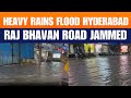 Hyderabad Flooded: Heavy Rains Cause Waterlogging & Traffic Jam on Raj Bhavan Road | News9