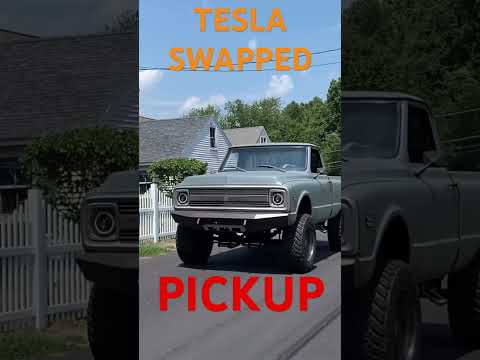 We built a Tesla swapped K10 #tesla #ev #chevrolet #cybertruck