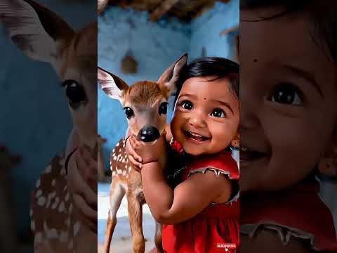 small girl and deer hearttouching story🦌#ai #baby