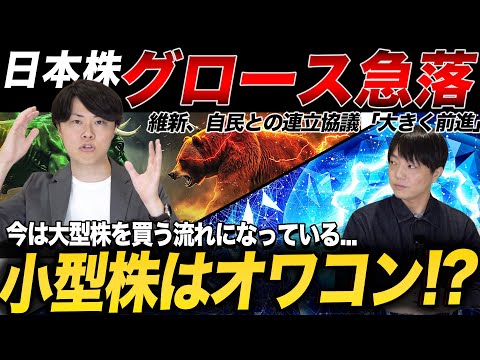 【大型時代】グロース株急落！その理由と今後狙っていける銘柄を専業投資家が解説！