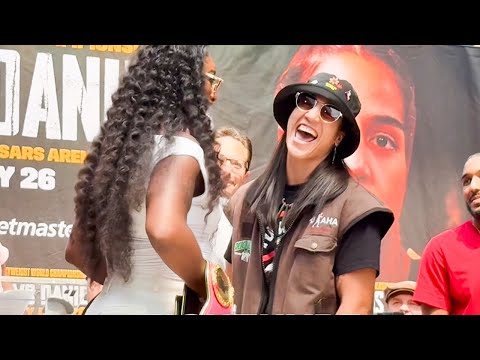 Claressa Shields STEPS TO Lani Daniels with GWOAT FLEX during FACE OFF