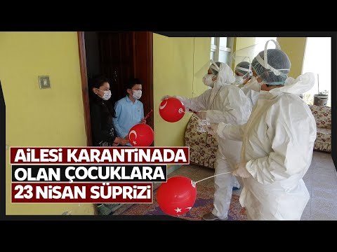 Trabzon’daki Filyasyon Ekiplerinden Ailesi Karantinada Olan Çocuklara 23 Nisan Sürprizi