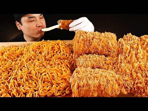 매콤한 불닭볶음면과 바삭한 돈까스 먹방~!! 리얼사운드 ASMR Mukbang(Eating Show)