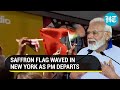 Watch: PM Modi Garlanded, Saffron Flag Waved In New York