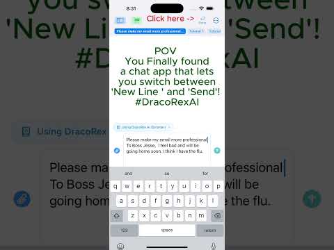 DracoRex AI 'Send' and 'New Line' toggle! #ai #iOS #iphone #app #apple #usefultips #smart #macos