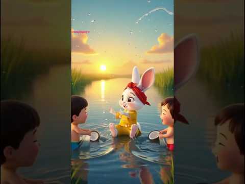 “Cute Rabbit & Kids Playing in Water 💦 | Funny Rabbit Cartoon | Summer Fun Moments 😍🐰”#@naughtyboyn
