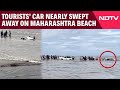 Tourists Car Nearly Swept Away On Maharashtra Beach, Rescued By Locals